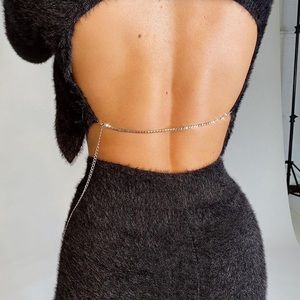 New With Tags Black Fluffy Back Out Sweater